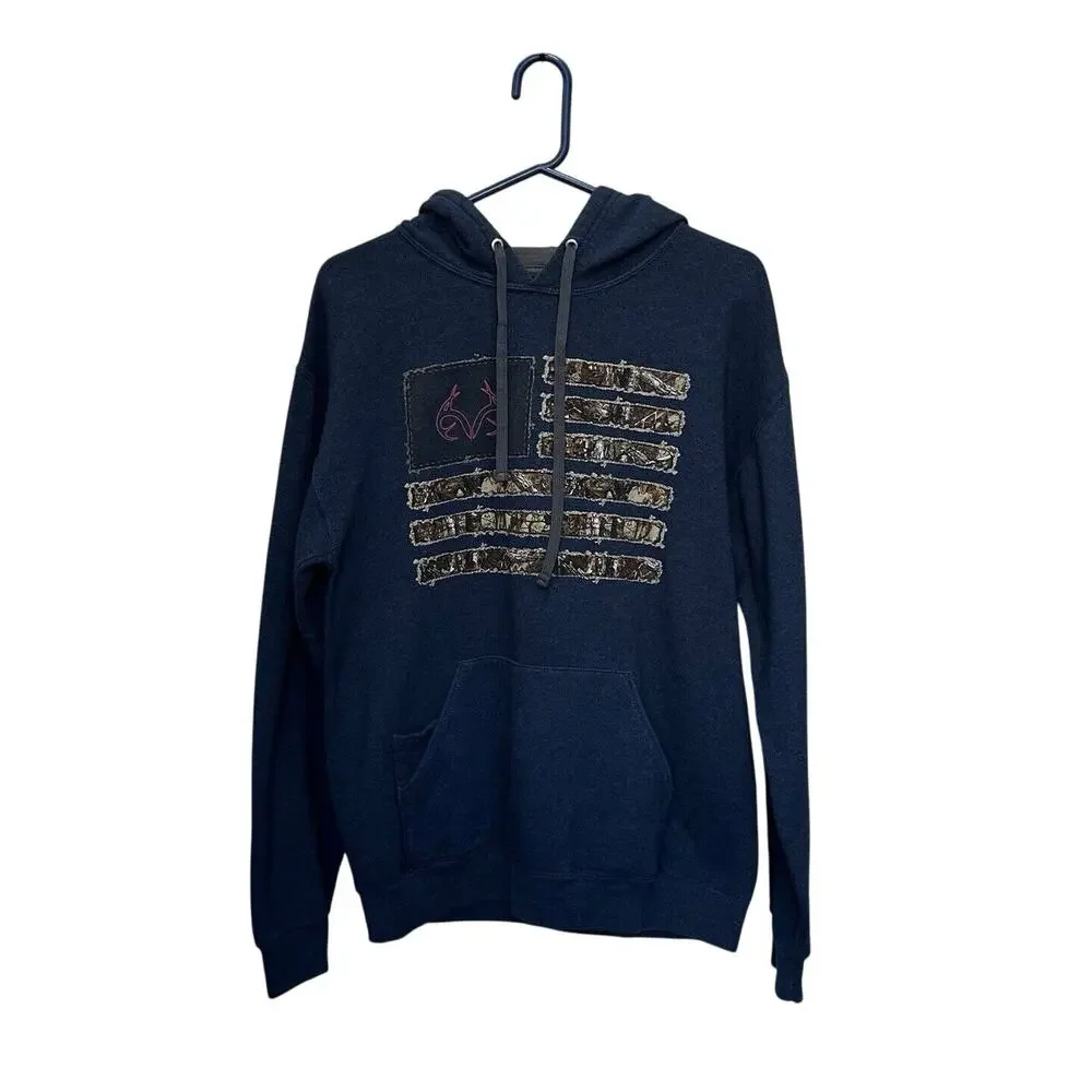 Fruit of the Loom | Sofspun Realtree Hoodie Blue Size Medium Long sleeve Camo